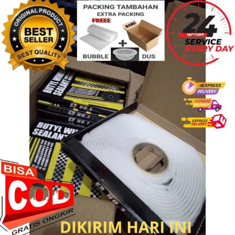 LEM BUTYL HEADLAMP STOPLAMP MOBIL MOTOR ECERAN PERMETER LEM MIKA ECERAN  6mm abu-abu