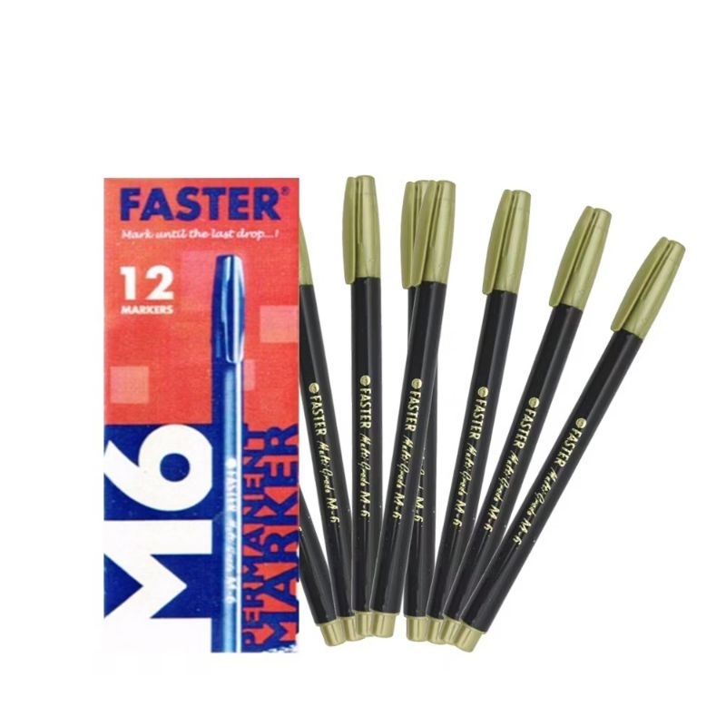 

Spidol Faster M6 Permanent Marker (12 pcs/1 lusin) Black,Blue,Red,Green