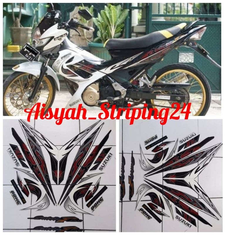 STIKER STRIPING LIS BODY SUZUKI SATRIA FU F R150 BARONG 2010 HITAM-PUTIH
