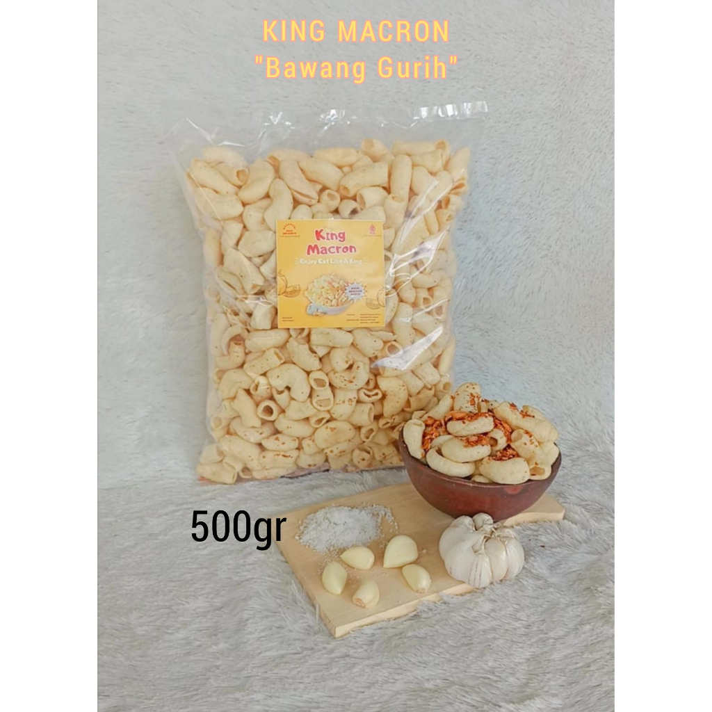 

Makaroni Bawang Gurih 500 gram KING MACRON - Camilan Snack Makanan Ringan Makroni