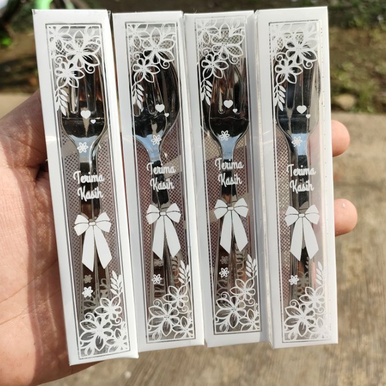 Paket Terbatas isi 5 pcs souvenir pernikahan sendok garpu silver kemas mika SOUVENIR PERNIKAHAN UNIK