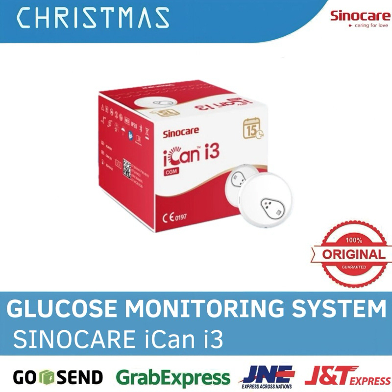SINOCARE CGM iCan i3 Alat Cek Gula Darah Tanpa Tusuk Jarum Jari 15 Hari Berkelanjutan