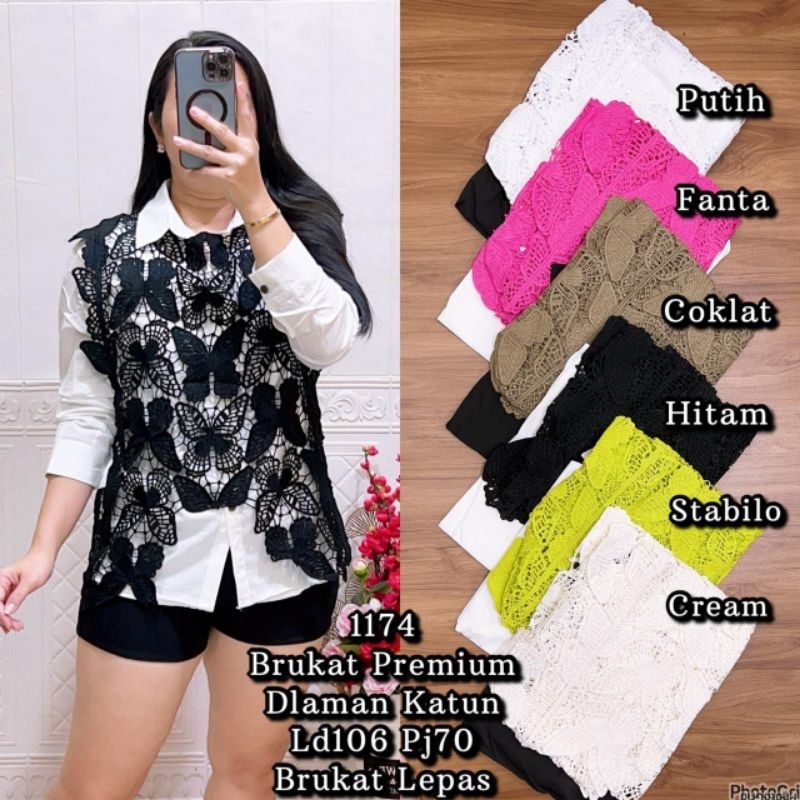 1174 1175 Kemeja 2in1 Vest brukat kupu