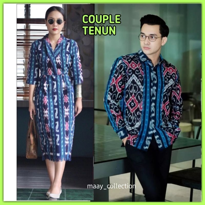 Baju set couple tenun etnik jepara terbaru tunik tenun dan kemeja tenun dijual terpisah