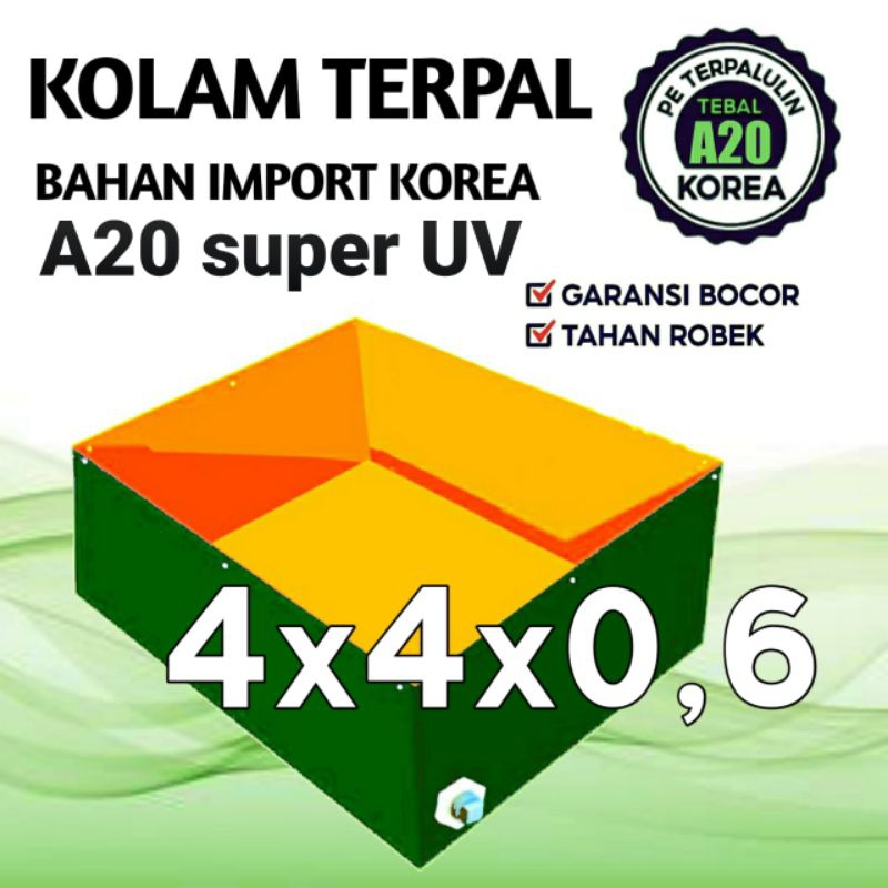 Terpal Kolam Terpal Ikan Kotak A20 Korea 400x400x60 / 4x4x0,6 Kolam Terpal Bahan Korea Untuk Budidad