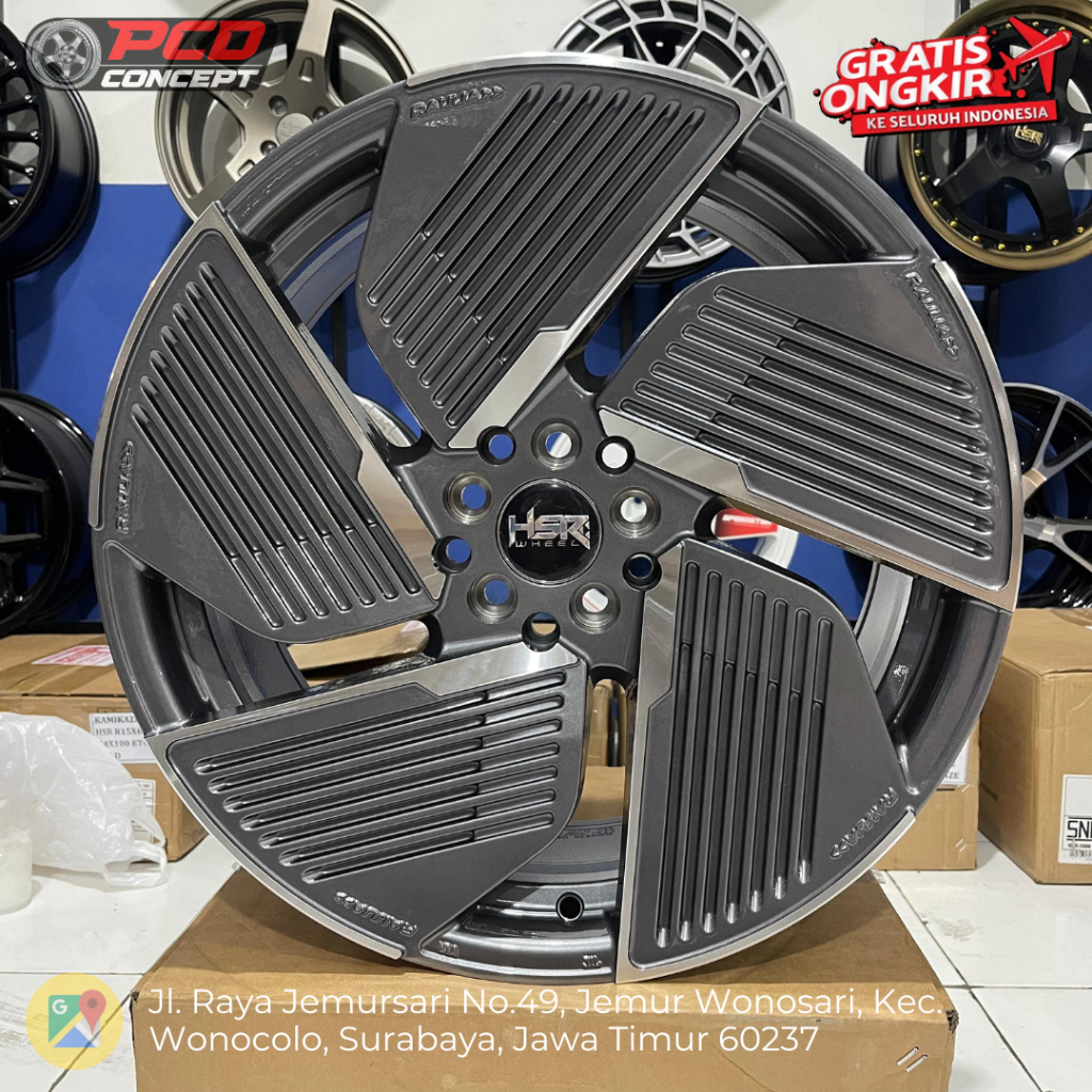 VELG MOBIL MURAH R18 HSR RAIJUA R18 LEBAR 8 GREY POLISH VELG ACCORD INNOVA ZENIX HARIER