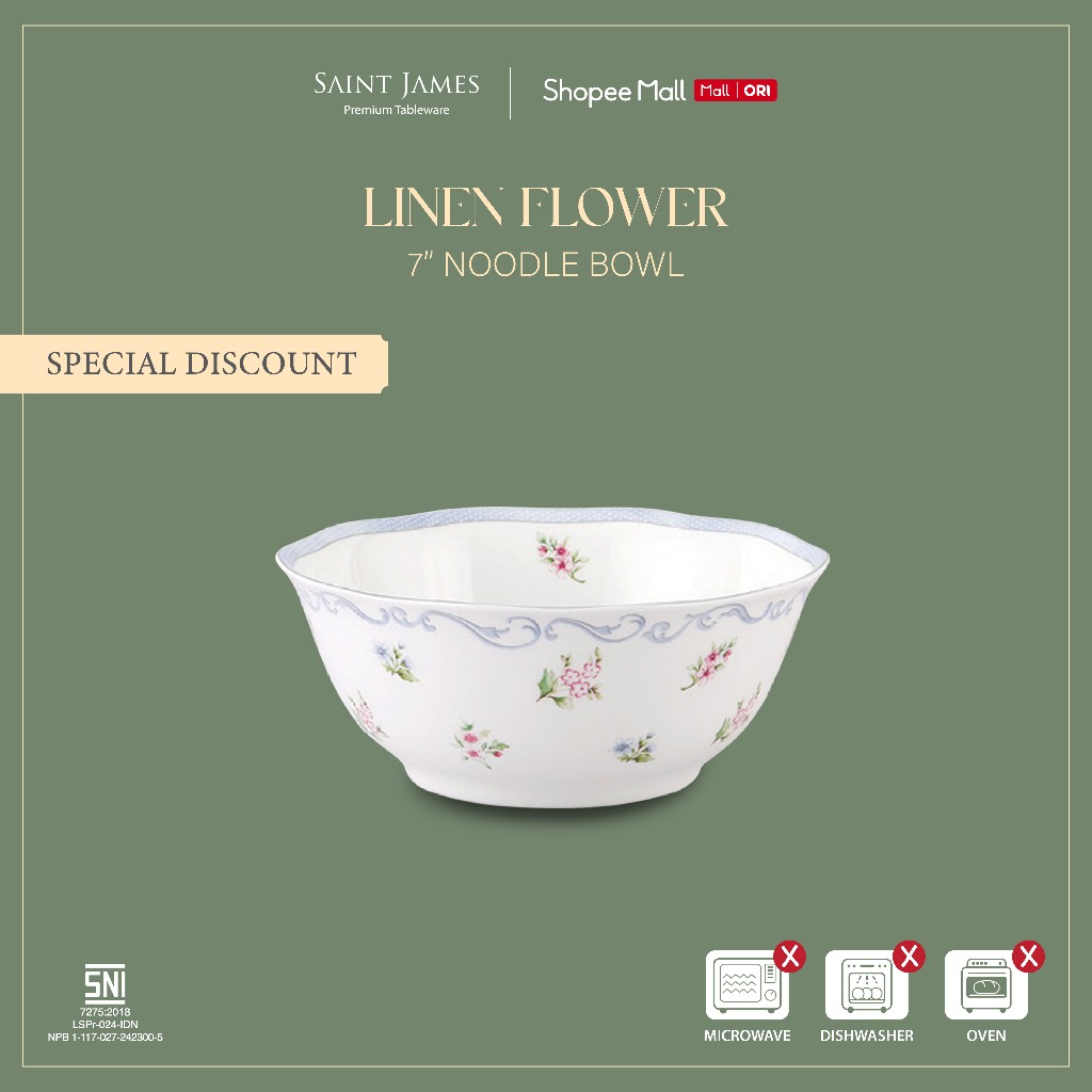 Saint James Noodle Bowl Madonna (Linen Flower) - Mangkuk