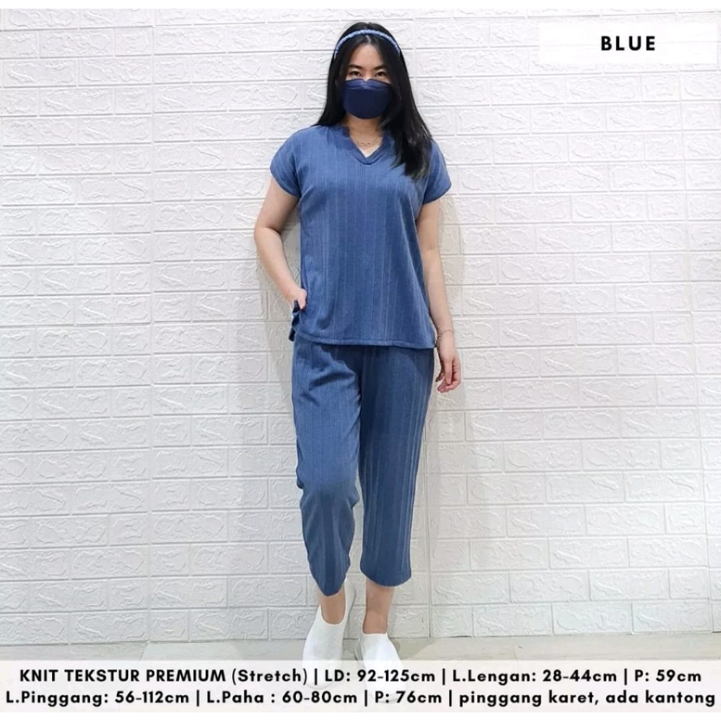 ONE SET KNITE HORNET 7/8 SETELAN WANITA ONE SET KNITE SETELAN JUMBO SETELAN BAJU SANTAI SETELAN