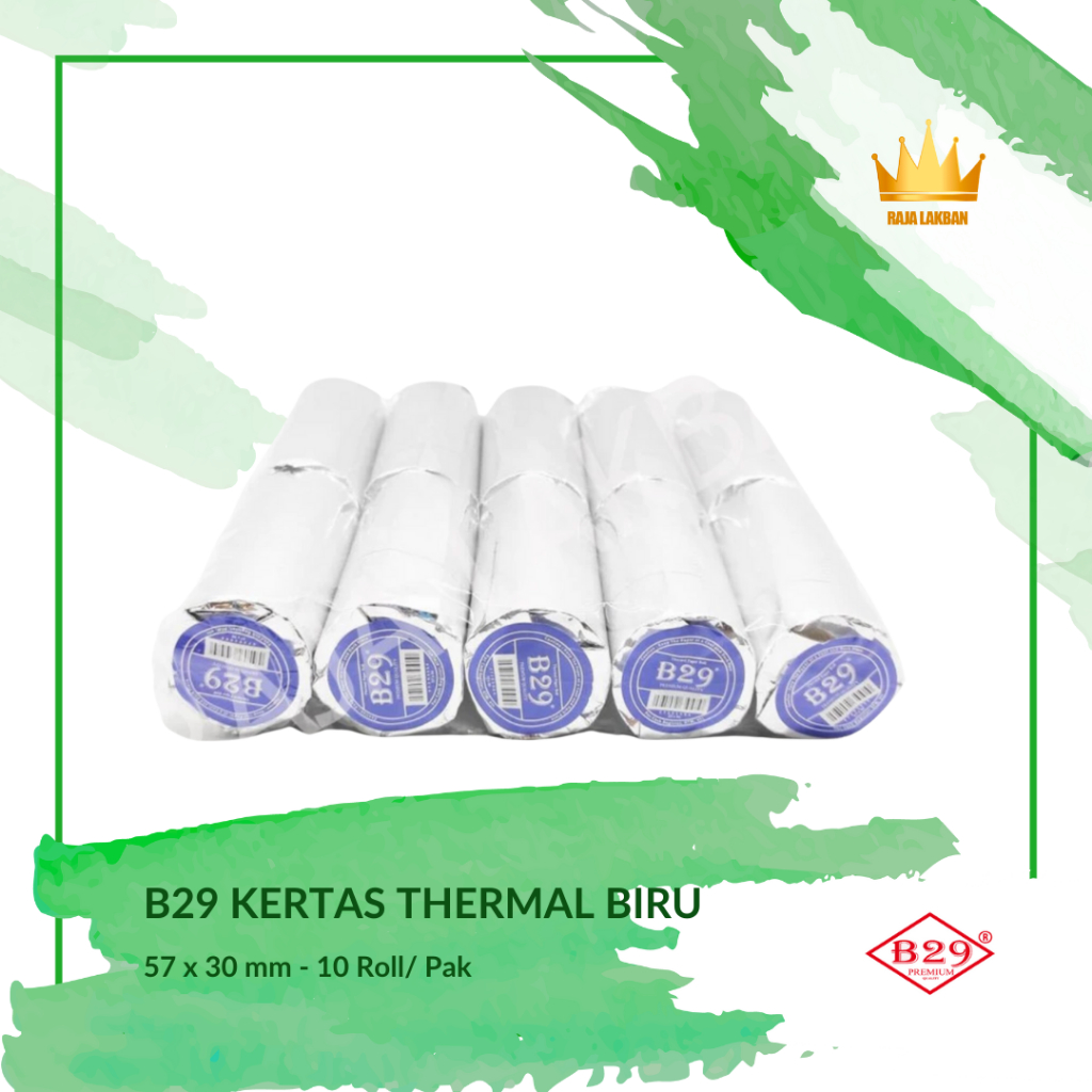 

Kertas Thermal Struk Kasir EDC B29 Roll Biru/ 57x30mm / Pak (10 Roll)