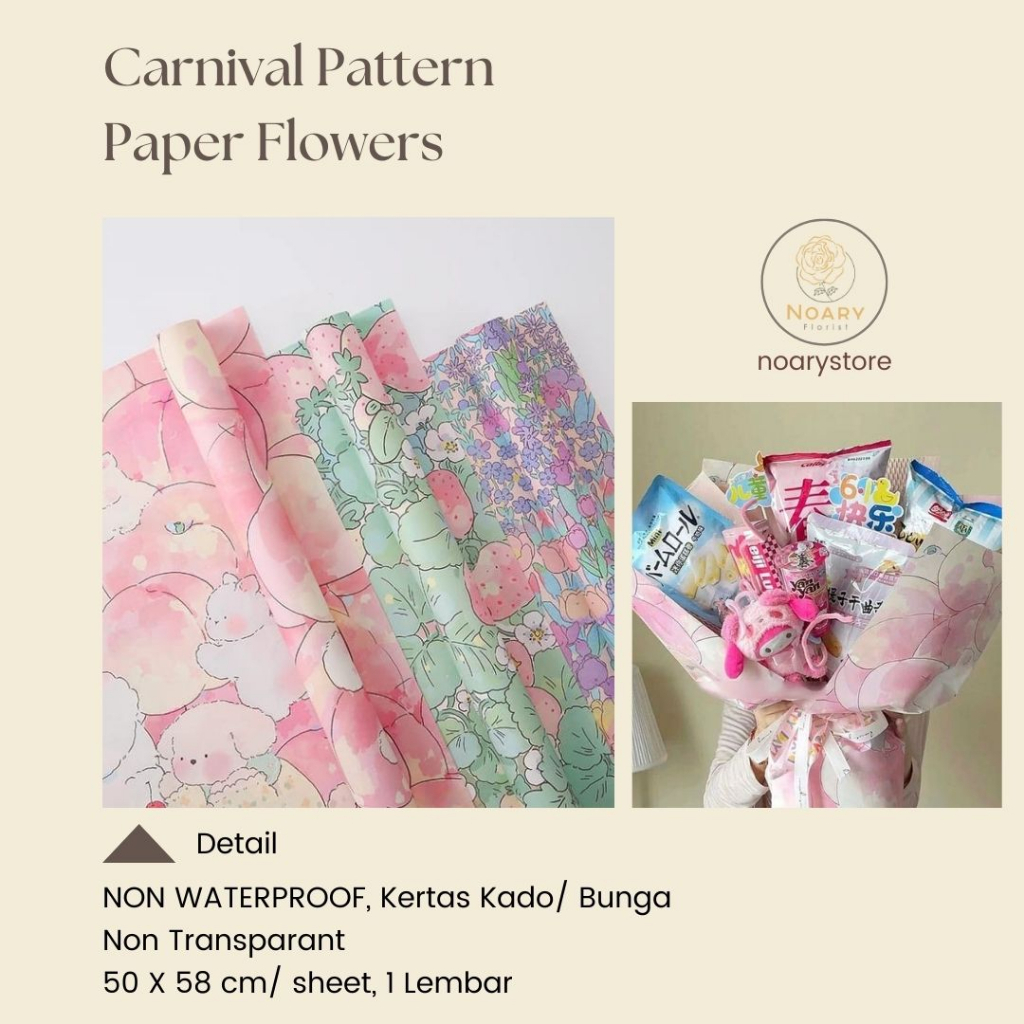 

CARNIVAL PATTERN PAPER FLOWERS / Kertas Buket