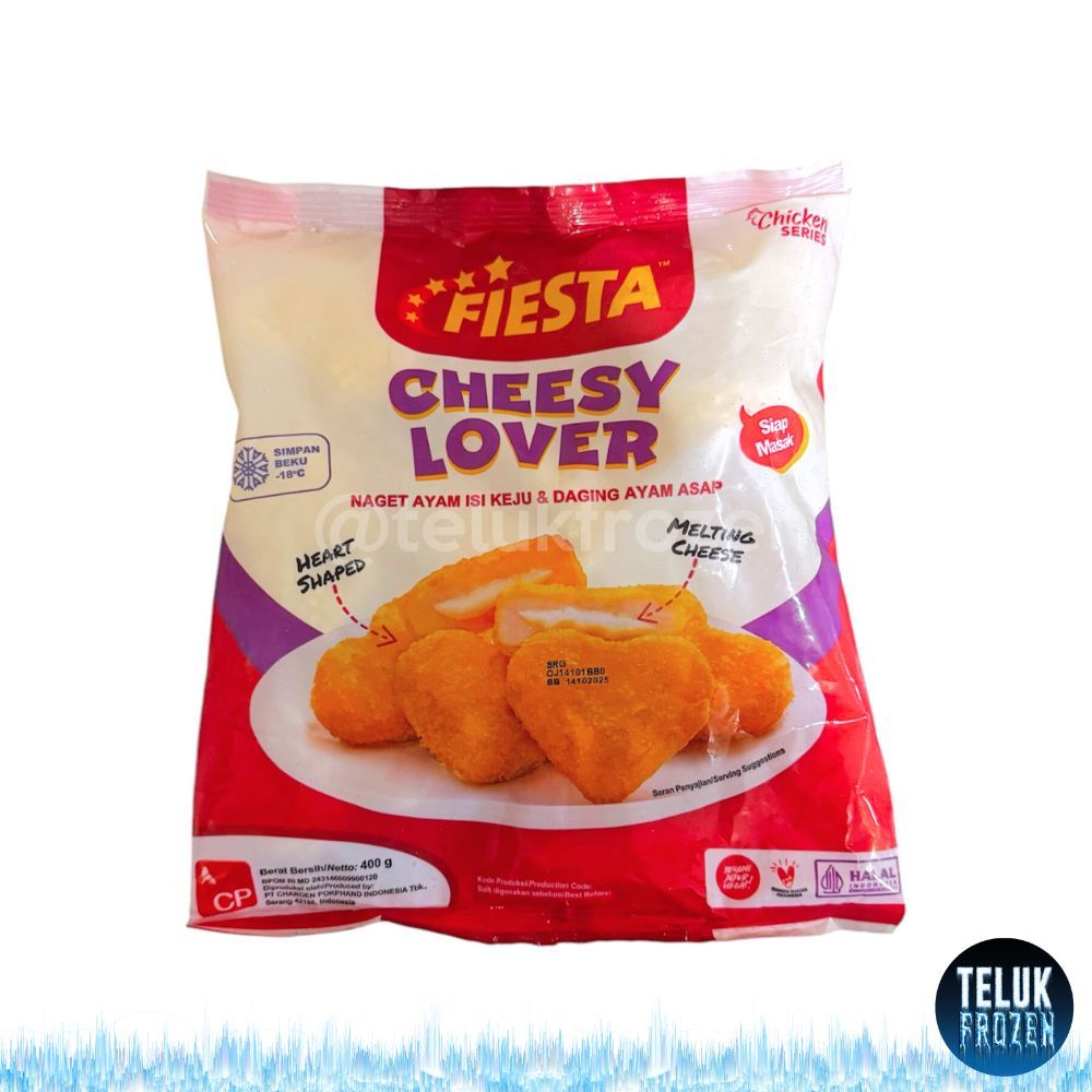 

Fiesta cheesy lover 400 gr / chicken nugget keju 400g gram / naget ayam isi keju cheese premium halal daging asap olahan