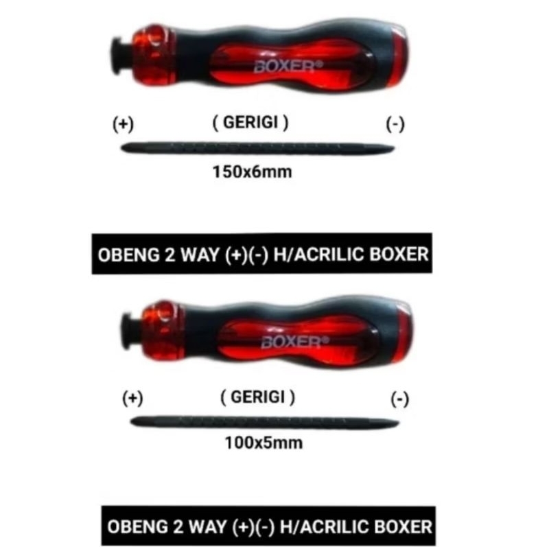 JHteknik Obeng Boxer 2 way Bolak Balik/Obeng Bolak Balik 4 inch,6 inch Boxer Anti Pecah