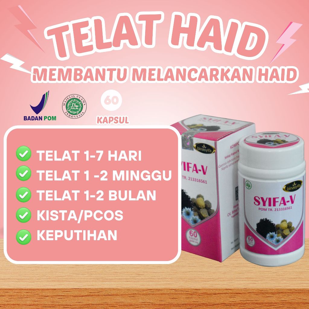 SYIFA-V Sehat Wanita Herbal Pelancar Menstrulasi & Haid Paket Telat Haid Lebih Ampuh Nyeri Menstruas