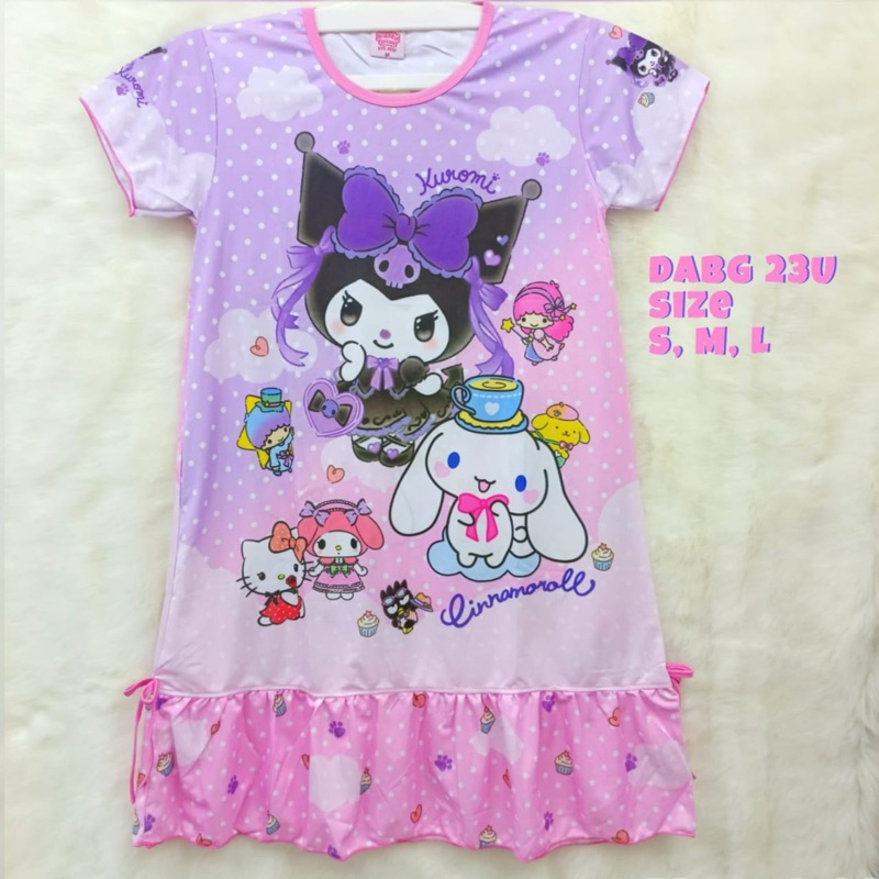 Dres anak unicorn/Dres anak kuromi/Dres anak jumbo 9 s/d 12 thn/Long dres anak/Daster anak frozen ju