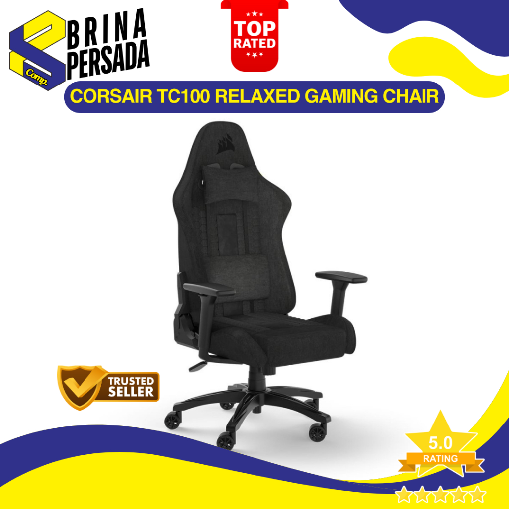 Corsair TC100 RELAXED Gaming Chair - Black Grey / Black Black