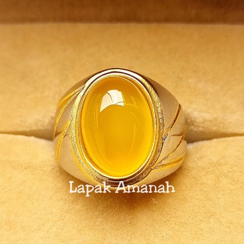 Cincin Batu Akik Asli Cempaka Natural Minimalis Top Giwang Super Mewah