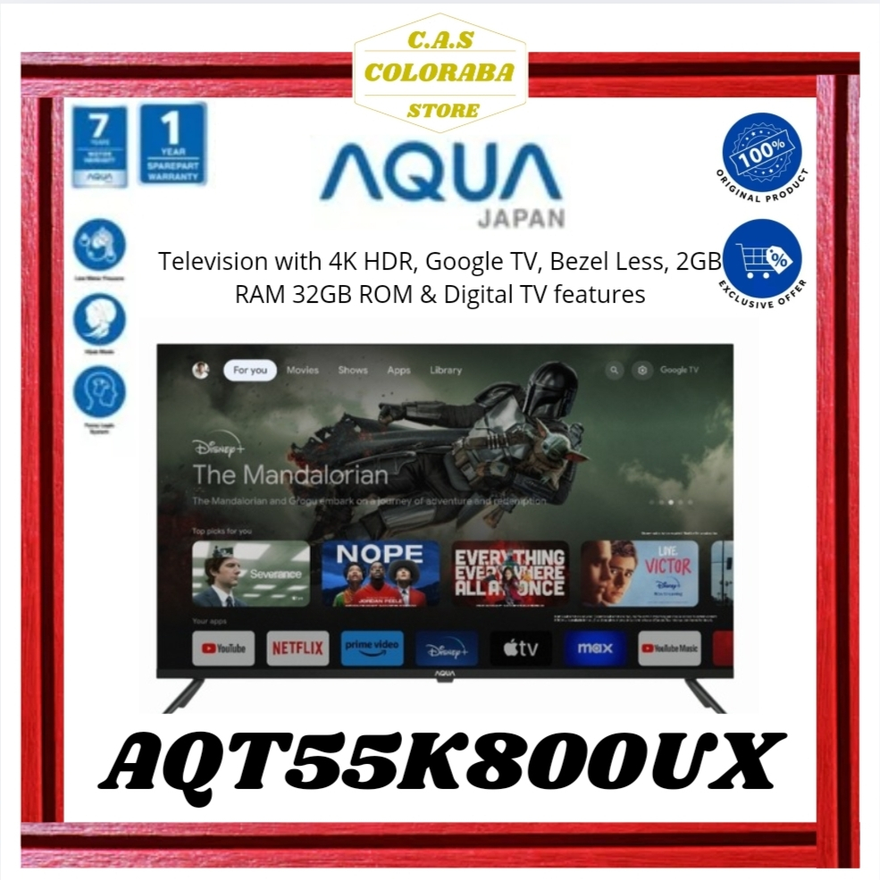 TV AQUA JAPAN AQT55K800UX ANDROID TV 55 INCH UHD AQT55K TV AQUA 55" AQT55K800 AQT55 55K800UX