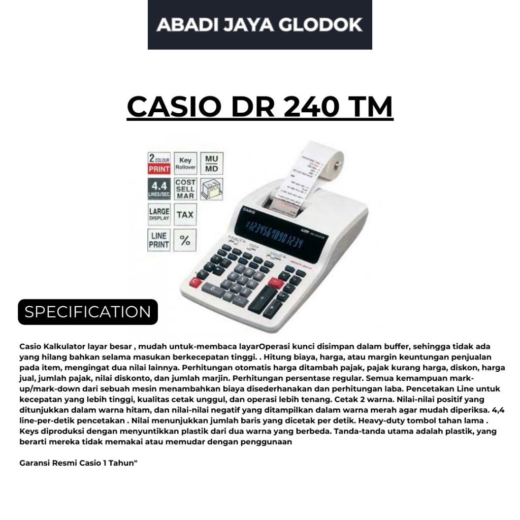 

Casio dr 240 T M Calculator