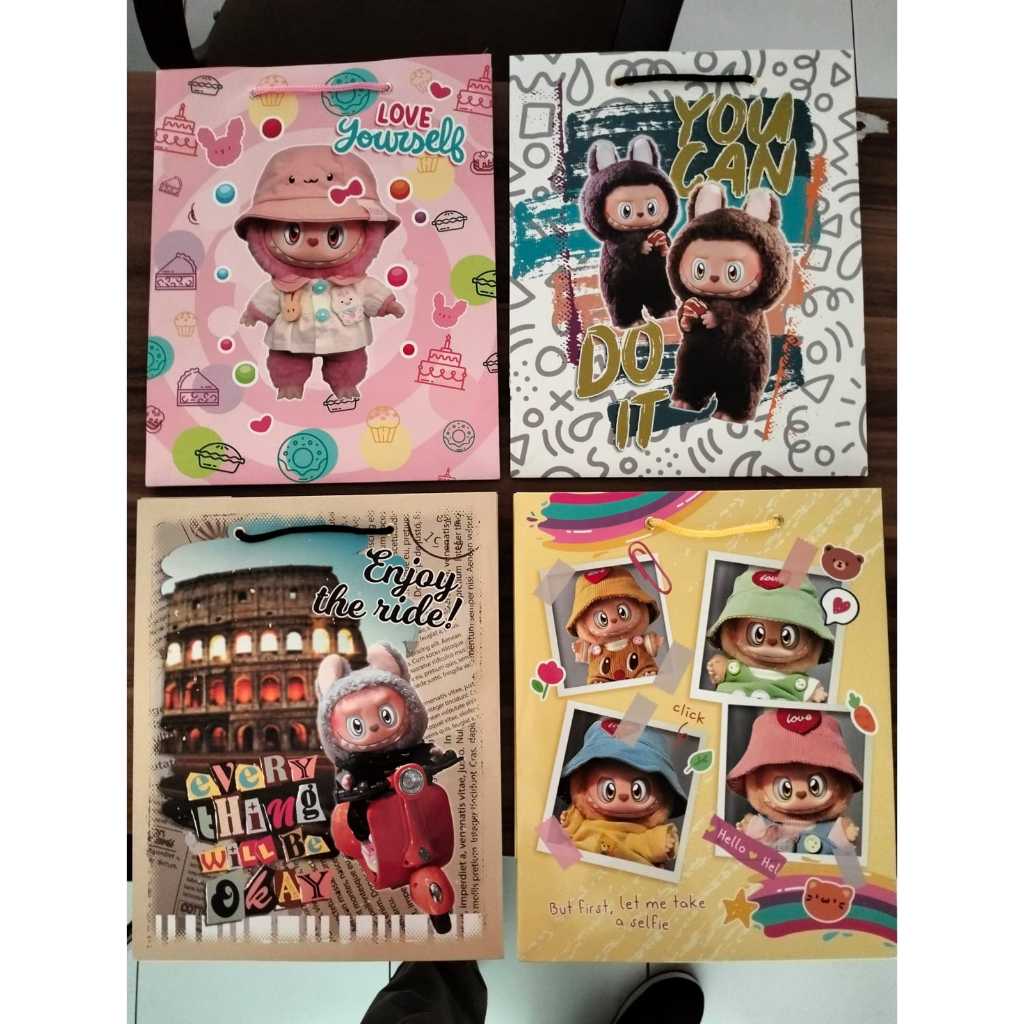 

Tas Tali C Kiky Fancy Ukuran Besar Paper Bag LABUBU Tas Souvenir Goodie Bag 1 PAK = 10 PCS