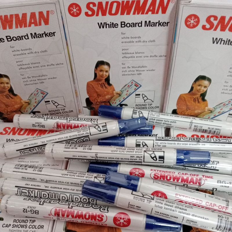 

Spidol non permanen biru 1dus 12pcs #SNOWMAN WHITE BOARD MARKER