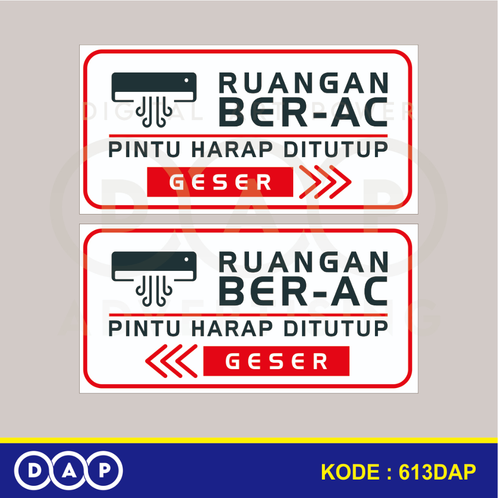 

613 - STIKER KEHARUSAN TUTUP PINTU - 12,5 X 25 CM - VYNIL - TERBAIK