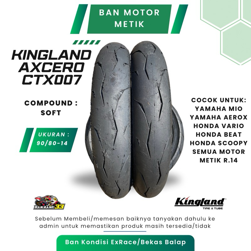 Ban Motor Metik Mio,Beat,Vario,Scoopy,Aerox Kingland Axcero CTX007 90/80-14 Tubeless