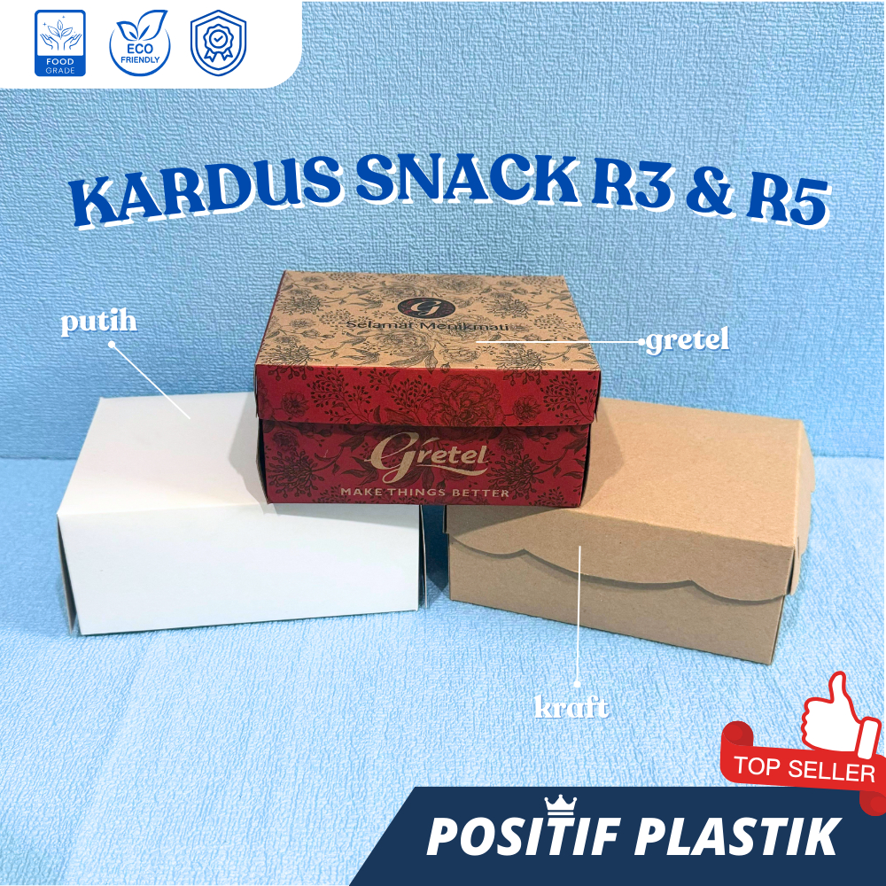[ECERAN] Kardus Snack Box R3 & R5 - Kraft / Putih / Motif Dus Snack Box Snack