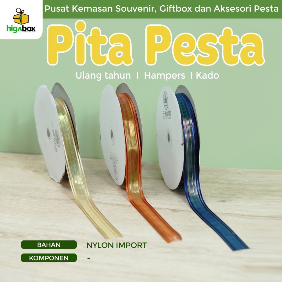 

Pita Nylon Impor Warna Warni Lebar 2.8cm / Pita Kado / Pita Rambut / Pita hiasan Gift Box / Pita Tali Ribbon Kue dan Bunga Ecer 1 Meter I FA15