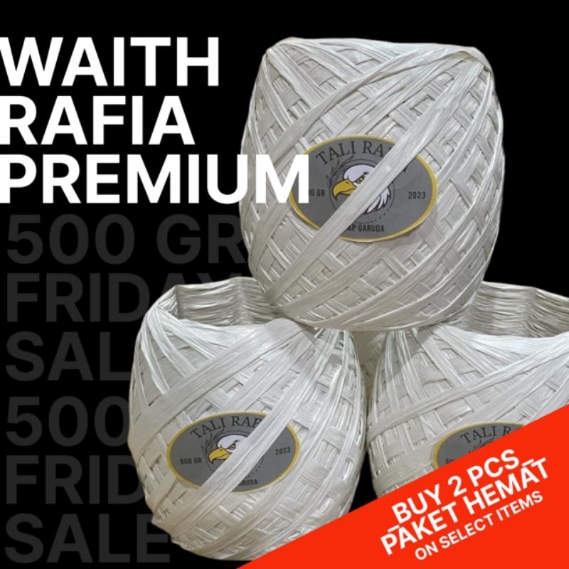 

Tali Rafia Putih 500 gram | Tali Plastik Putih cap garuda