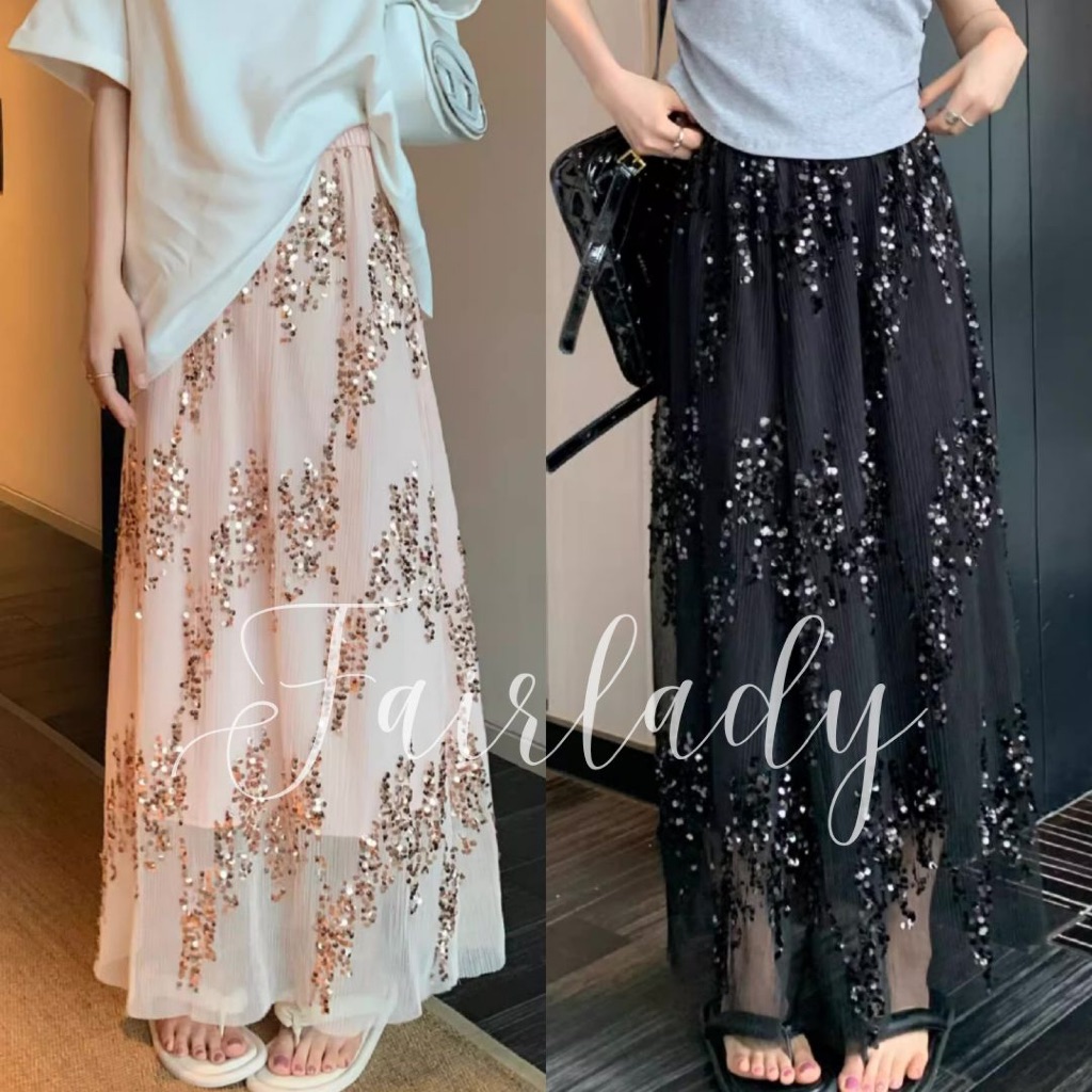 [READY STOCK FAIRLADY] LP 64-100 Wendy Sequin Party Skirt Rok Pesta Korean Style J3