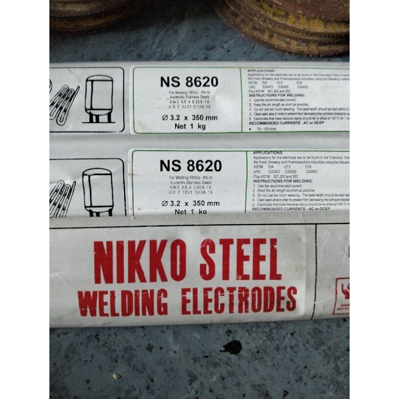KAWAT LAS STAINLESS NIKKO STEEL NS-8620 AWS E308-16 Size.3.2MM