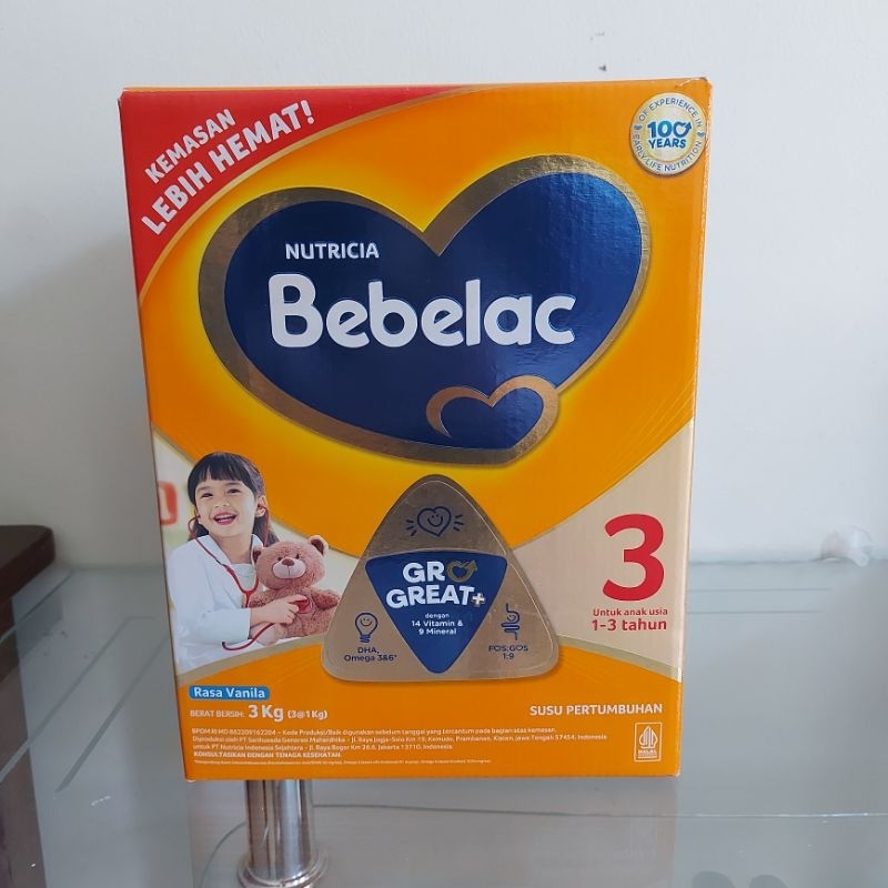 Bebelac 3 Vanilla GroGreat+ Susu Pertumbuhan Bubuk 3000 GR