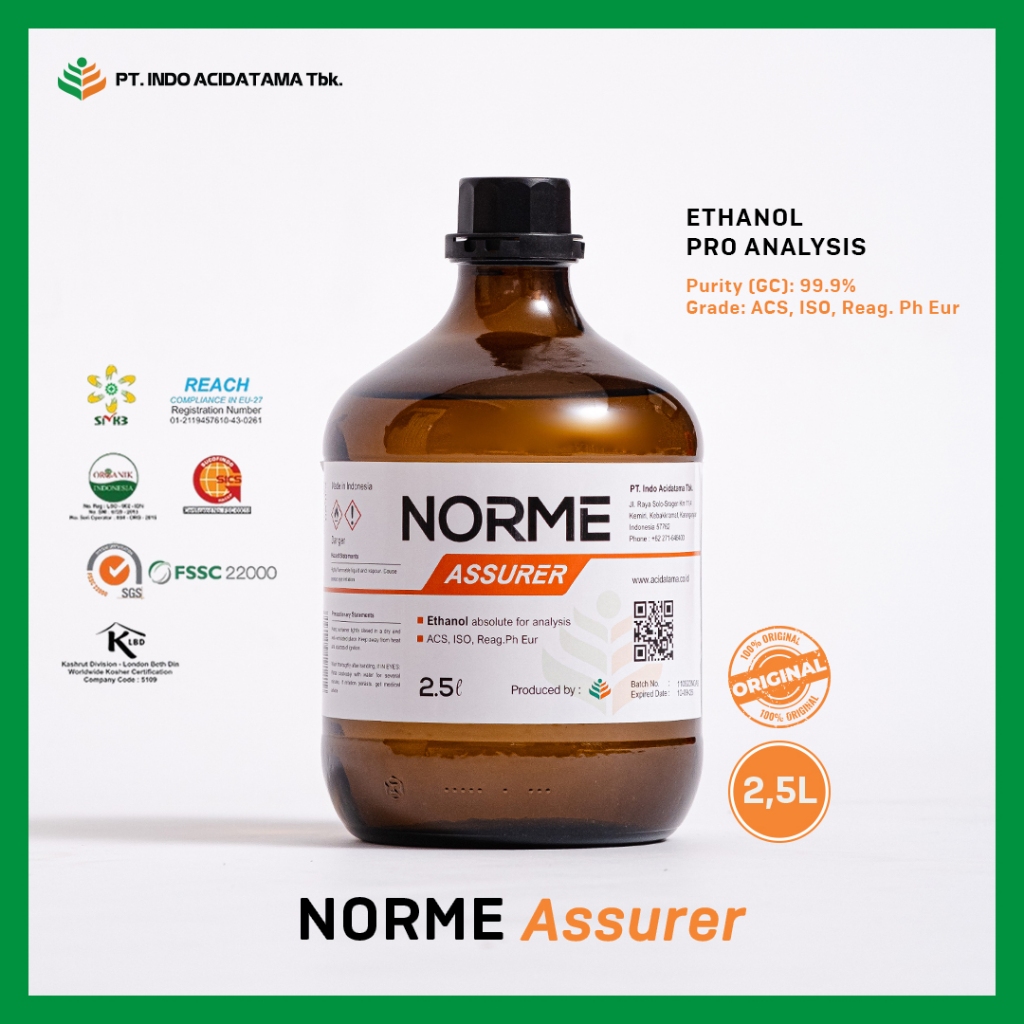 Ethanol Absolute Norme Assurer / Ethanol Pro Analis / Alkohol Absolut 99% / Etanol / Ethanol / Etil 