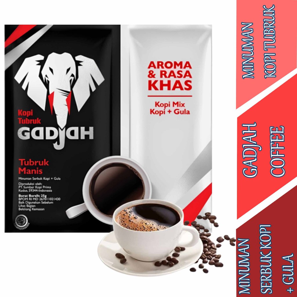 

Minuman Mix Kopi + Gula - Coffee Gadjah - Minuman Kopi Tubruk Manis - 10x23gr