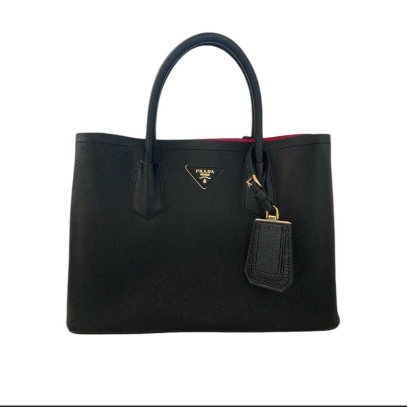 preloved tas prada saffiano medium double handle tote bag