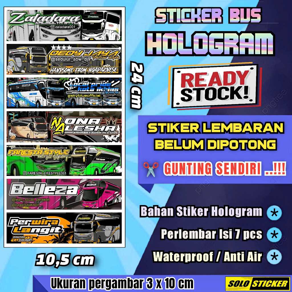 

Stiker Bus Panjang Hologram Lembaran Isi 7pc