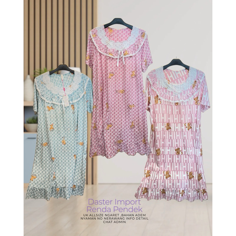 Daster Import Korea/Daster lucu /Renda pita/daster pendek