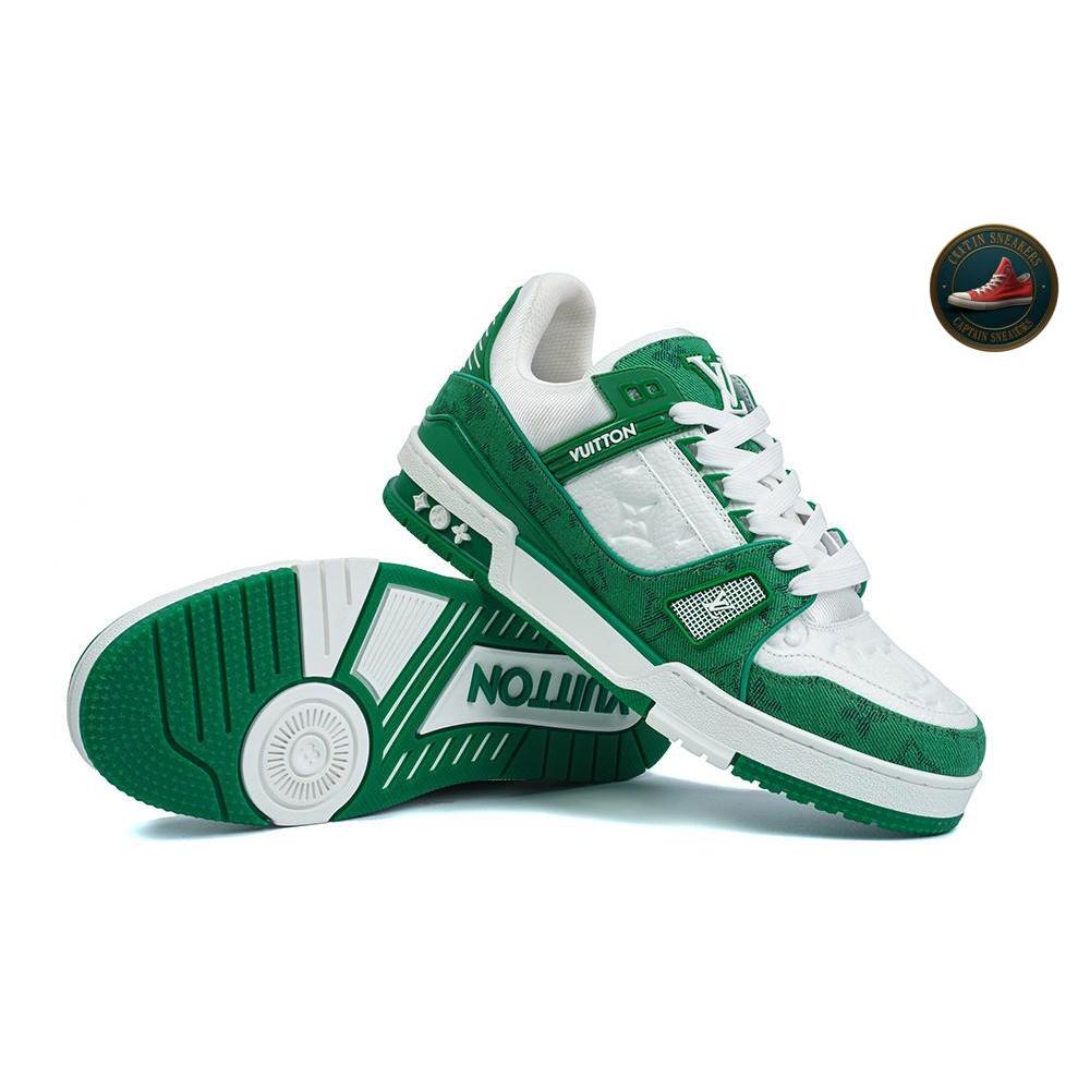 SEPATU SNEAKERS LV TRAINER DENIM GREEN MONOGRAM