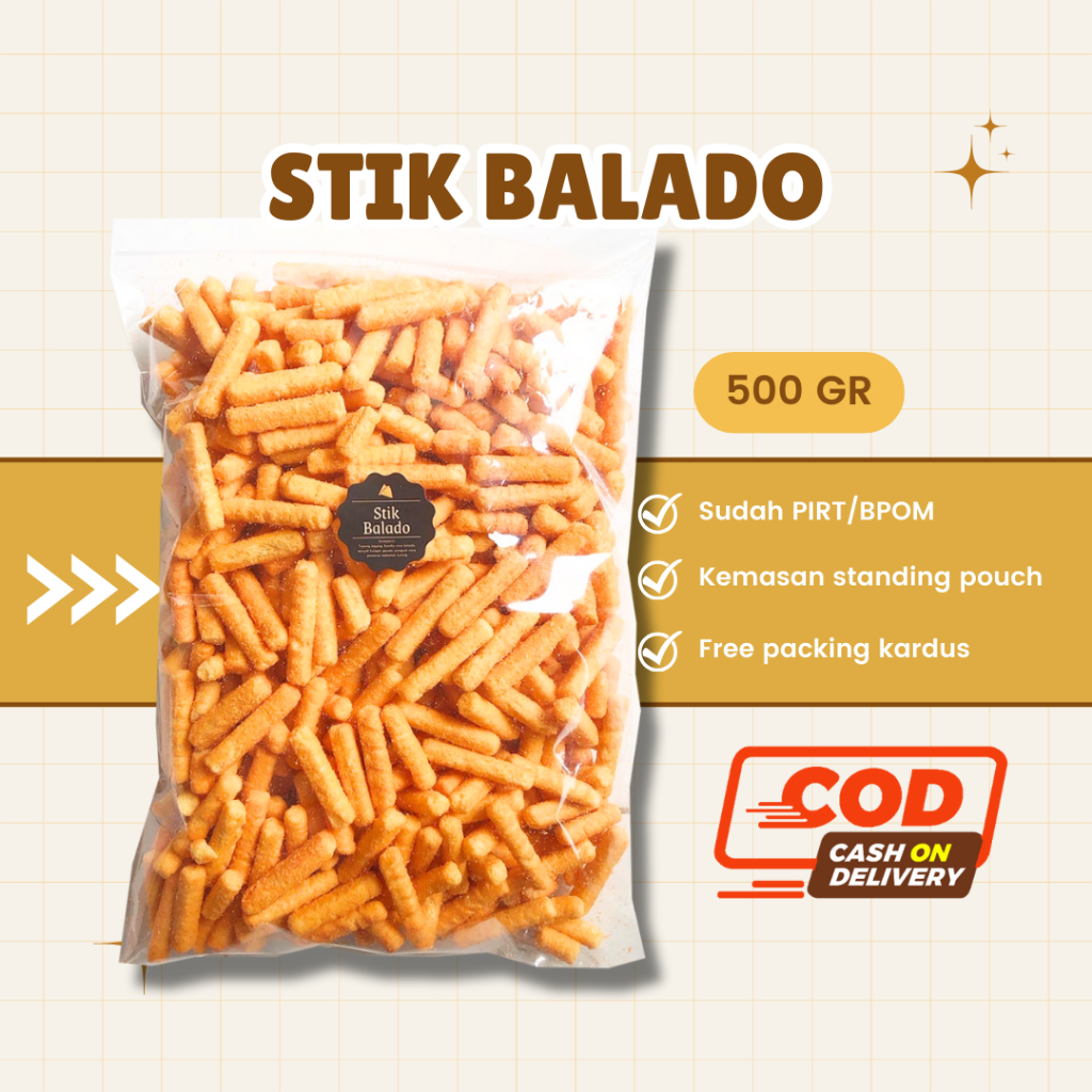 

[DELISH SNACKS] Stik Balado (Grosir) 250gr 500gr / Snack Cemilan Kiloan Camilan Asin Gurih