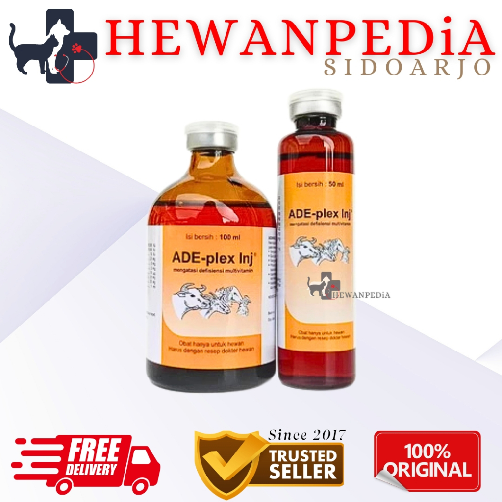 ADE PLEX INJEKSI 100ml 50ml MEDION - Multivitamin Hewan Vitamin ADE dan B Complex Lengkap Sapi Kambi