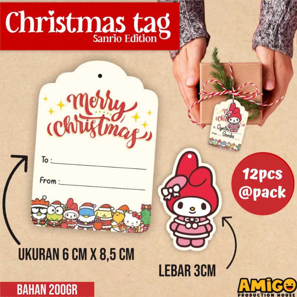 Hang Tag Gift Tag Lucu Christmas Hang Tag Set SANRIO EDITION Hang Tag Set Natal Tebal cinamoroll kur