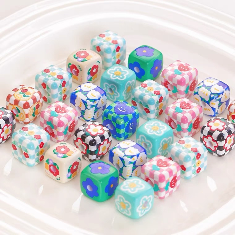 Mote Dadu Warna Warni Manik Dadu Warna Warni Manik Akrilik Beads Dadu Manik DIY