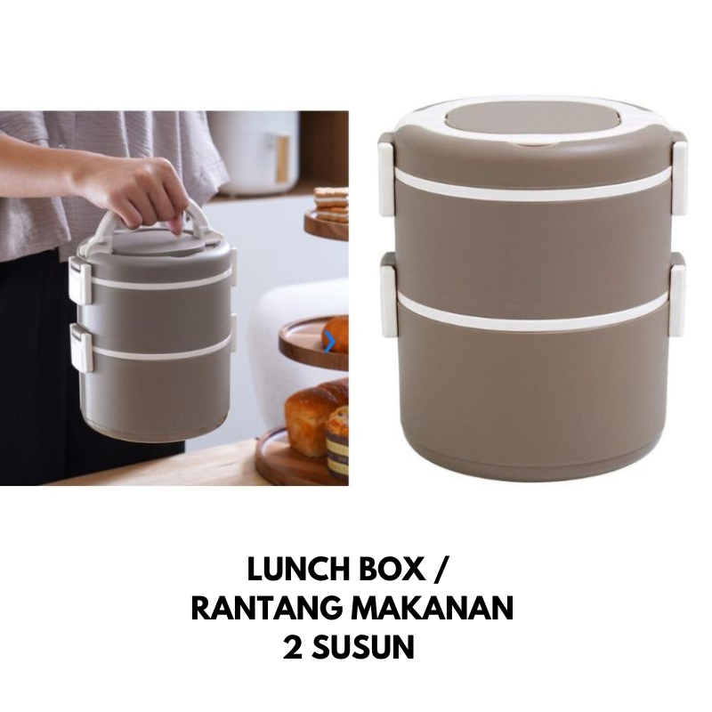 Rantang Makanan 2 Susun Kotak Makan Kotak Bekal Lunch Box Stainless Steel 2 Susun Food Grade