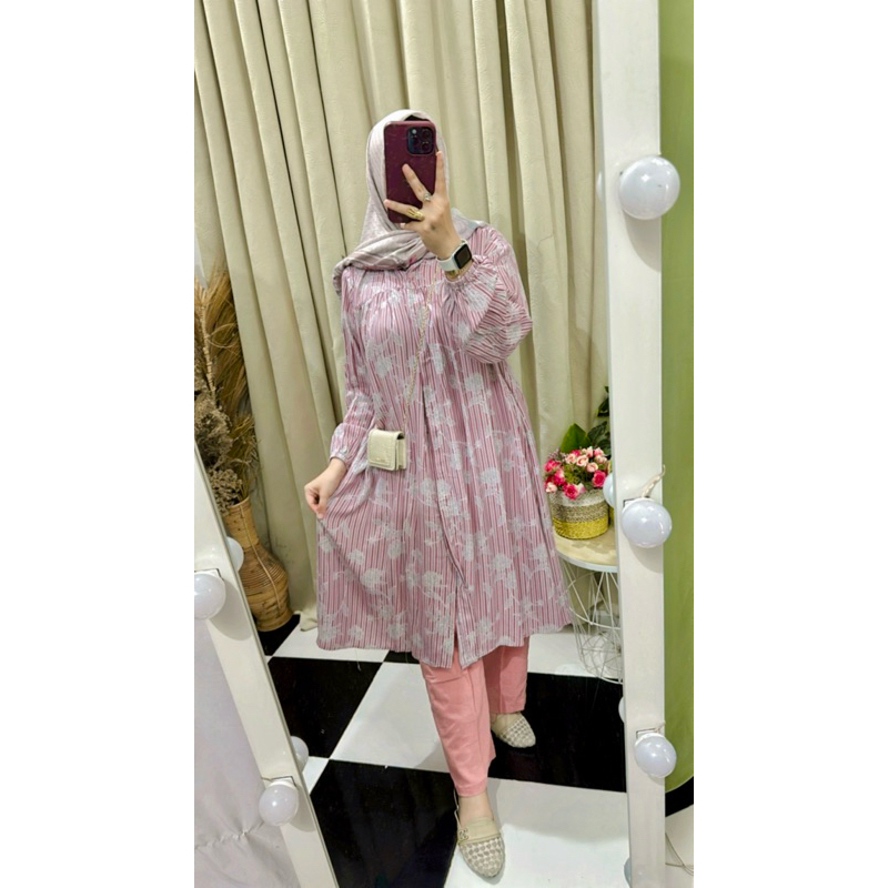 SETELAN TUNIK KANCING TERTUTUP / SET TUNIK ZARA /Setelan Tunik wanita /Tunik kekinian