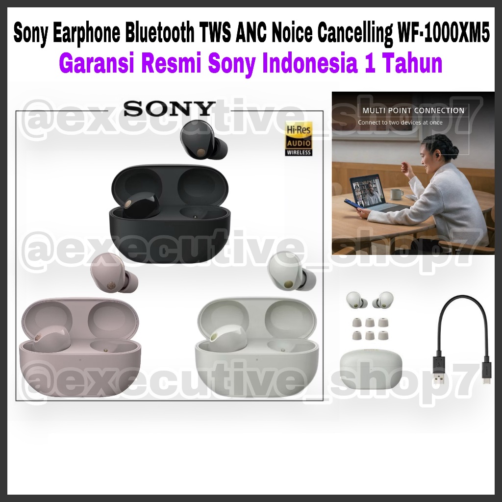 Sony Earphone Bluetooth TWS ANC Noise Cancelling WF-1000XM5