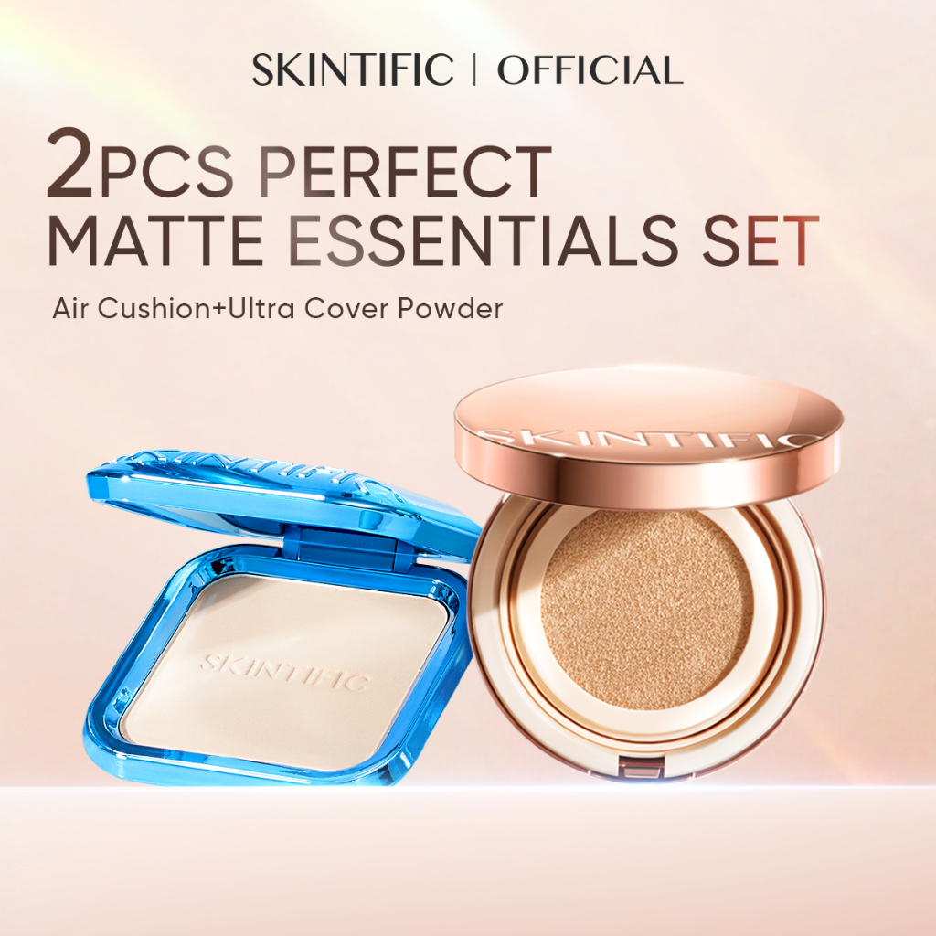 SKINTIFIC - 2 NI 1 Cushion Powder Makeup 2pcs Set | Cover All Perfect Air Cushion 11ml + Ultra Cover
