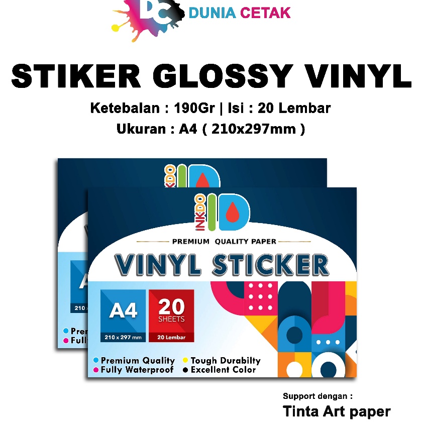 

Langka Kes Sticker Vinyl Glossy A4 isi 2 lembar Stiker Mengkilap