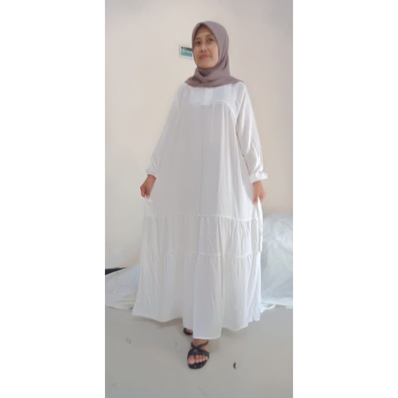 gamis rayon twill putih