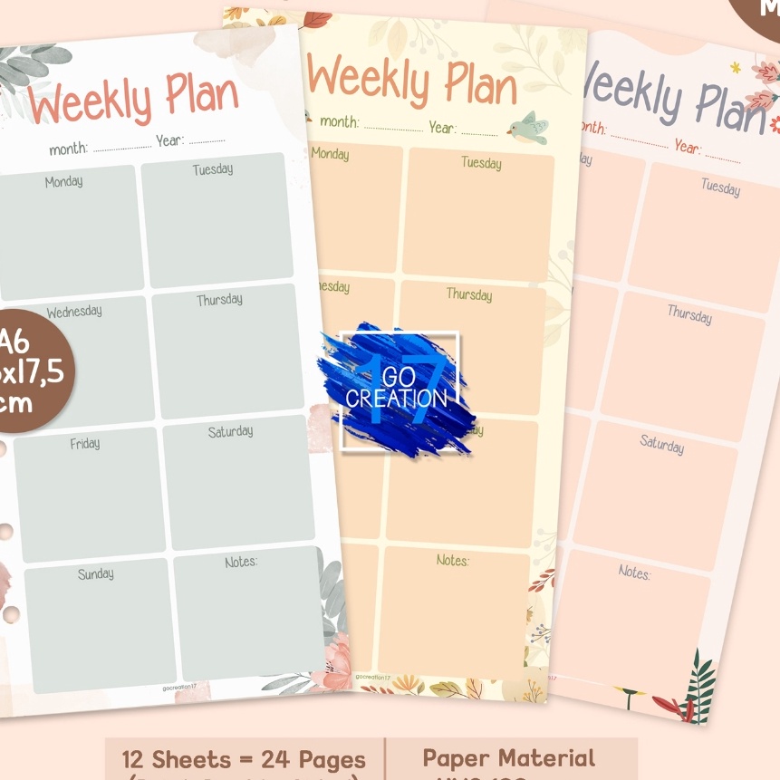 

Wow Buku Planner Refill Kes Binder Weekly Planner Rencana Mingguan Motif Premium A6