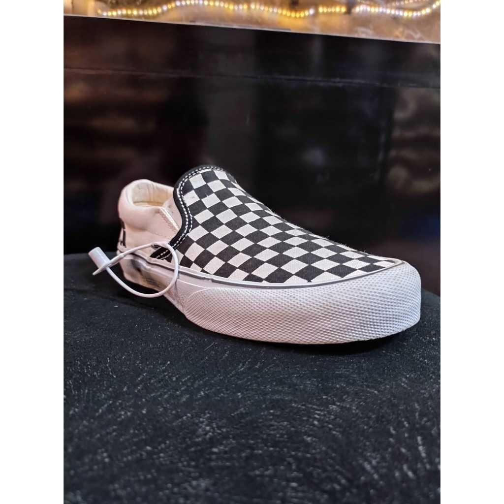 VANS Chekerboar BW Black White Slip On Premium Hi Quality Pria Wanita - Sepatu Flat